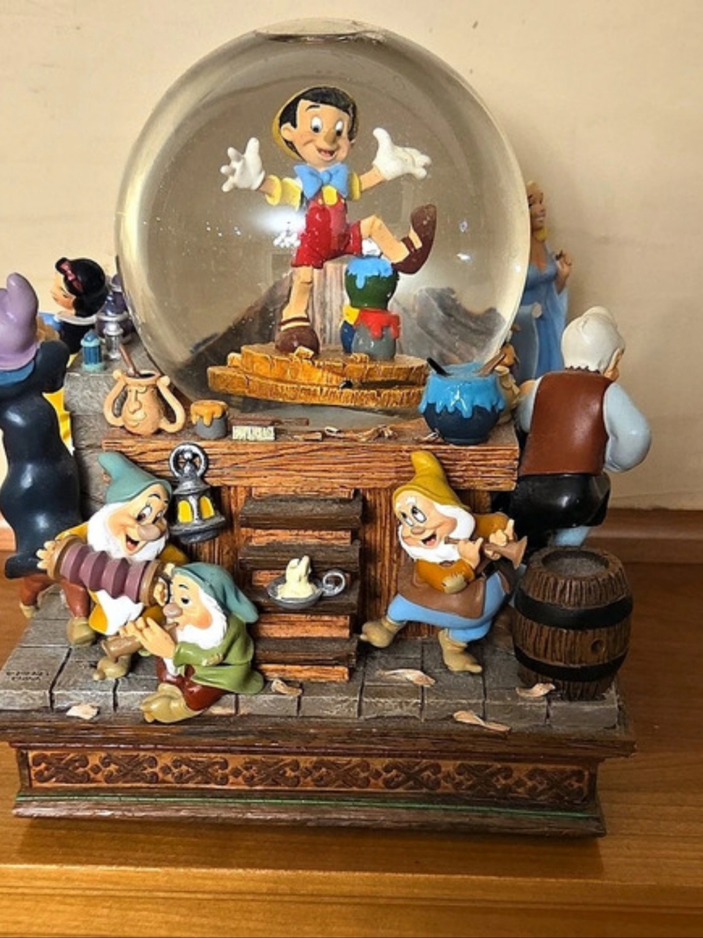 Disney Geppetto's Workshop Pinocchio Snow Globe Holiday Decor